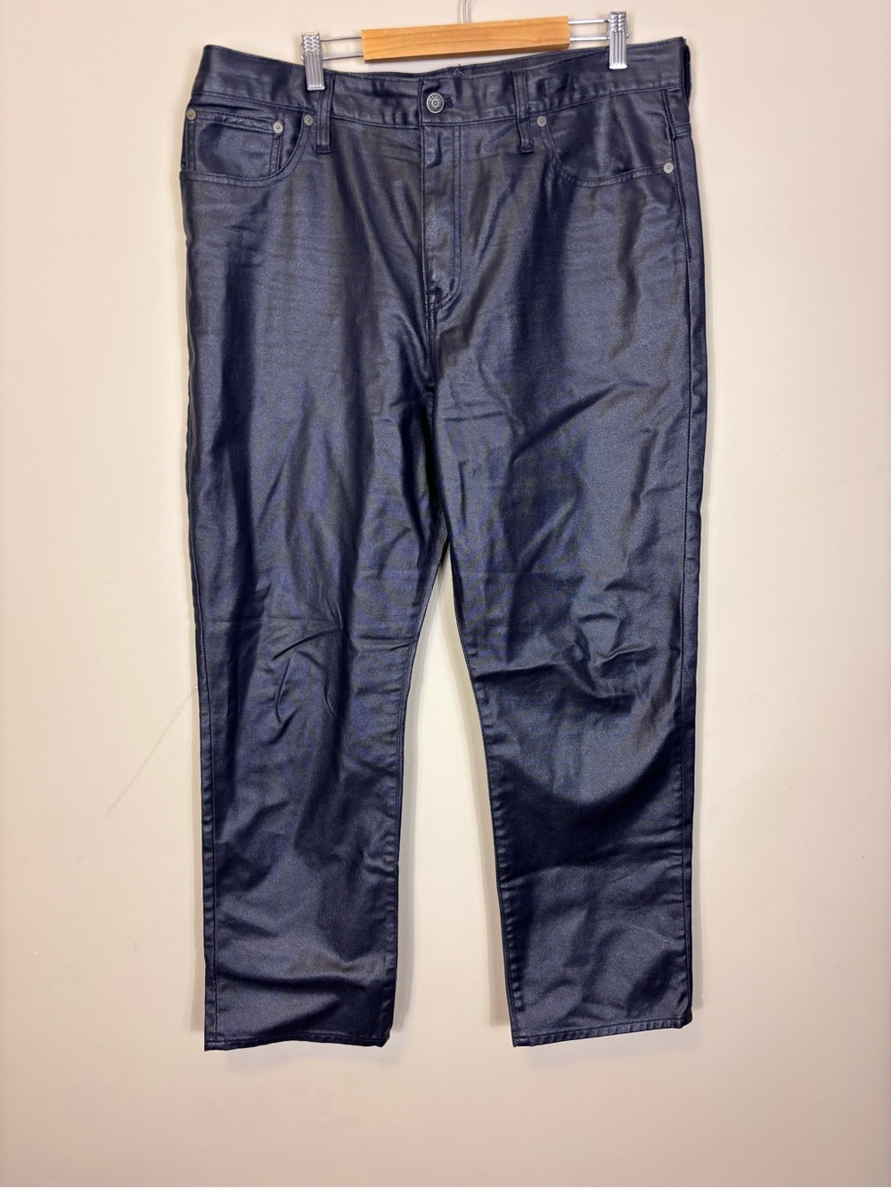 Madewell Women’s 90’s Straight Coated Navy Iridescent Jeans 33